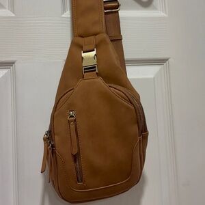 Antik Kraft Tan Vegan Leather Crossbody Sling Bag Mini Backpack Style